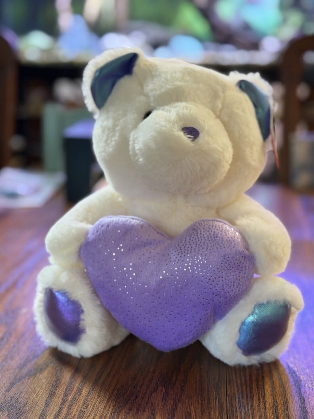 Smart Living Dan Dee Valentines Day Heart Love Bear Plush White Purple 9.5” NWT